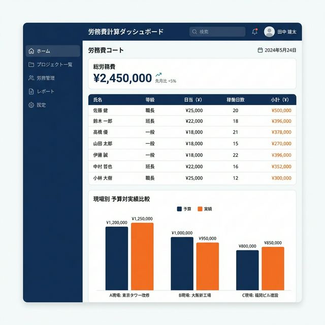 労務費自動集計画面